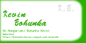 kevin bohunka business card